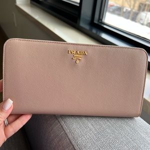 Prada powder pink large wallet saffiano leather